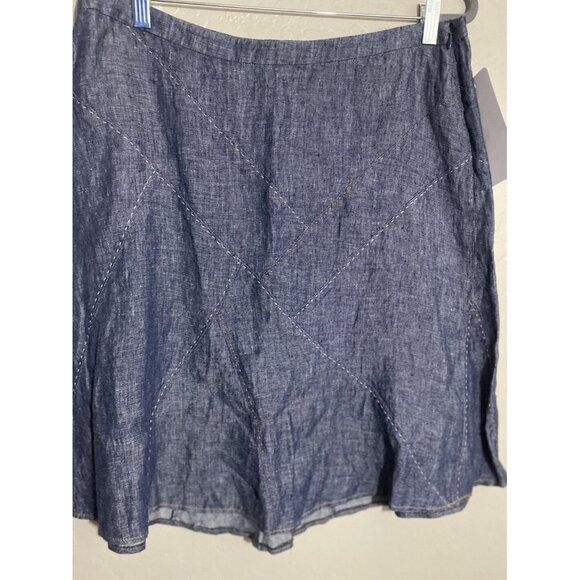 CAbi Dresses & Skirts - NWT Cabi Skirt 100% Linen Size 12 Chambray Patchwork A-line Western Boho